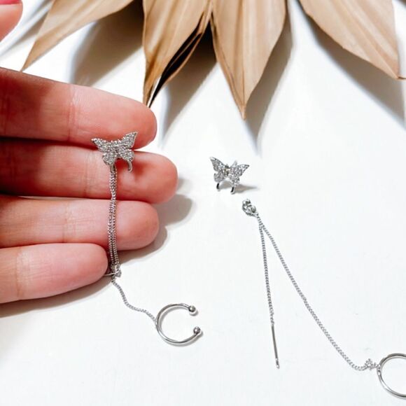 Silver butterfly earrings S352 - Picture 4 of 4